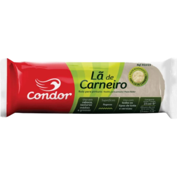 ROLO DE LÃ NATURAL CARNEIRO CONDOR 23cm