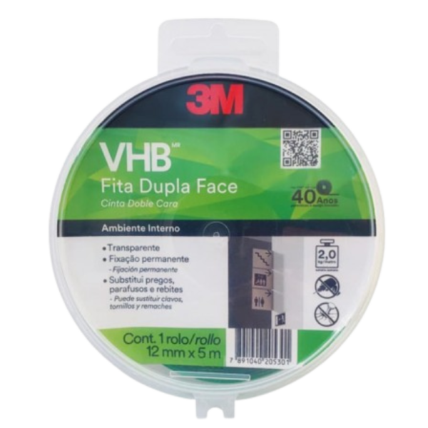 FITA DUPLA FACE TRANSPARENTE 3M 12mmx5m