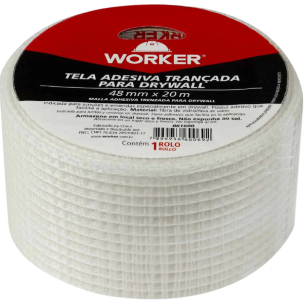 TELA ADESIVA DRYWALL TRANÇADA WORKER  48mmX20m - Image 2