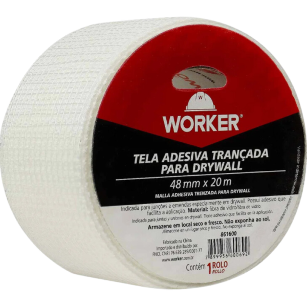 TELA ADESIVA DRYWALL TRANÇADA WORKER  48mmX20m