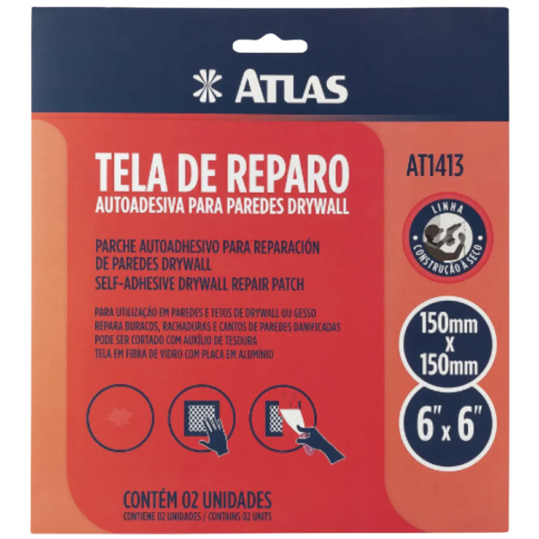 TELA DE REPARO ATLAS AUTOADESIVA PARA DRYWALL