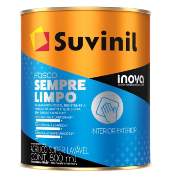 INOVA SEMPRE LIMPO SUVINIL SUPER LAVÁVEL FOSCO 800ML